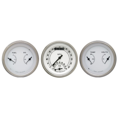 PartzBiz CM: CW34SLF-Classic Instruments Classic White 3 Gauge Set PartzBiz CM: CW34SLF-Classic Instruments Classic White 3 Gauge Set
