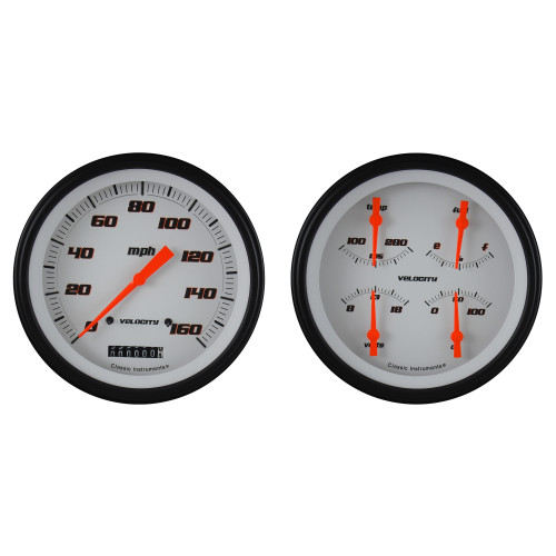 PartzBiz CM: VS52WBLF-Classic Instruments Velocity White Two Gauge Set
