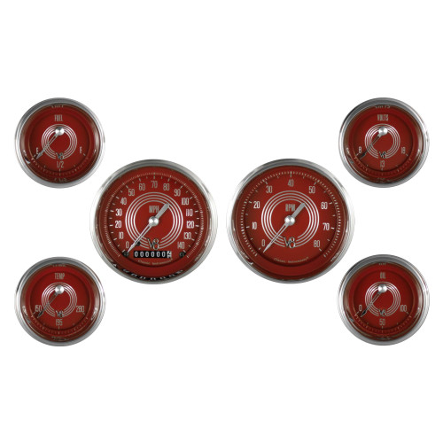 PartzBiz CM: V8RS51SLC-Classic Instruments V8 Red Steelie Six Gauge Set PartzBiz CM: V8RS51SLC-Classic Instruments V8 Red Steelie Six Gauge Set