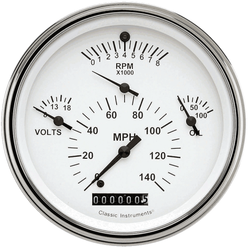 PartzBiz CM: TE40WSLF-Tetra Series, White Combination Gauge
