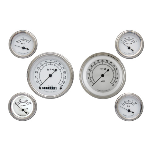 PartzBiz CM: CW01SLF-Classic Instruments Classic White 6 Gauge Set PartzBiz CM: CW01SLF-Classic Instruments Classic White 6 Gauge Set