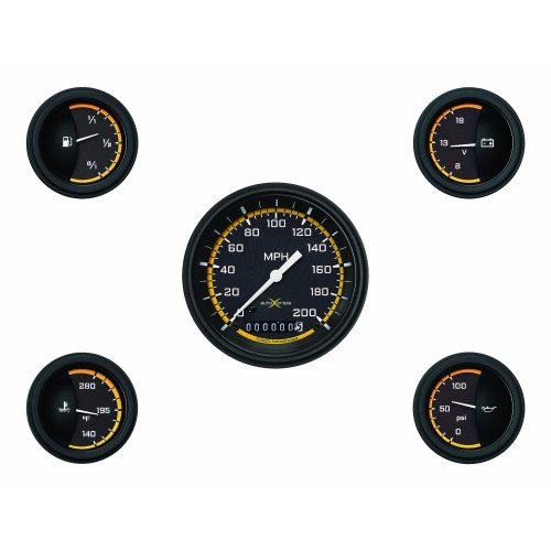 PartzBiz CM: AX00YBLF-Classic Instruments Auto Cross Yellow 6 Gauge Set PartzBiz CM: AX00YBLF-Classic Instruments Auto Cross Yellow 6 Gauge Set