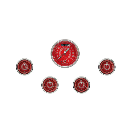 PartzBiz CM: V8RS35SHC-Classic Instruments V8 Red Steelie Five Gauge Set PartzBiz CM: V8RS35SHC-Classic Instruments V8 Red Steelie Five Gauge Set