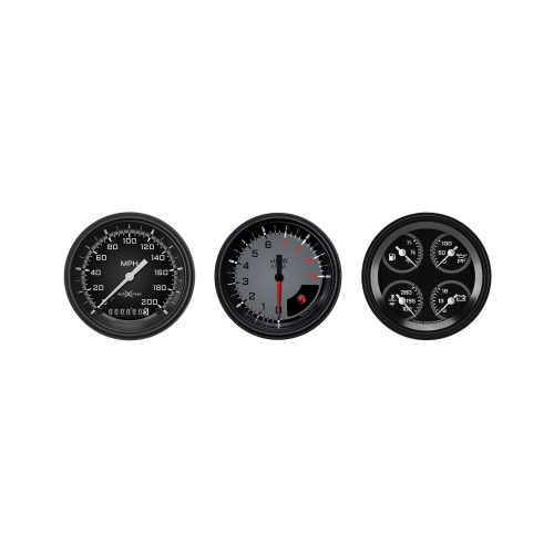 PartzBiz CM: AX03GBLF-Classic Instruments Auto Cross Gray 6 Gauge Set