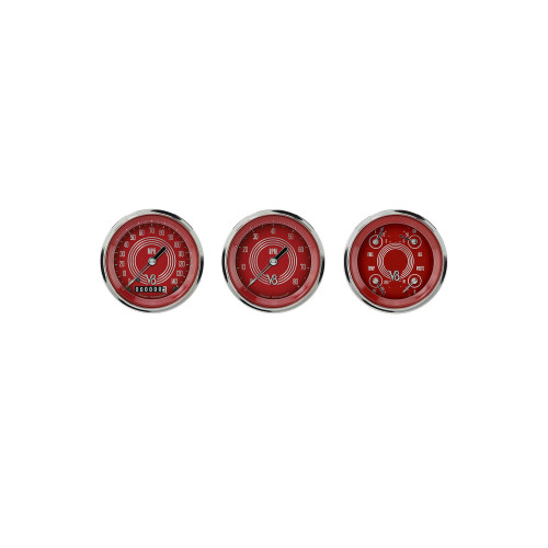 PartzBiz CM: V8RS03SHC-Classic Instruments V8 Red Steelie Three Gauge Set PartzBiz CM: V8RS03SHC-Classic Instruments V8 Red Steelie Three Gauge Set