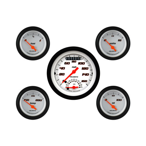 PartzBiz CM: VS35WBLF-Classic Instruments Velocity White Five Gauge Set
