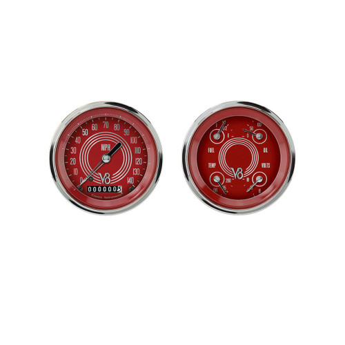 PartzBiz CM: V8RS02SHC-Classic Instruments V8 Red Steelie Two Gauge Set PartzBiz CM: V8RS02SHC-Classic Instruments V8 Red Steelie Two Gauge Set