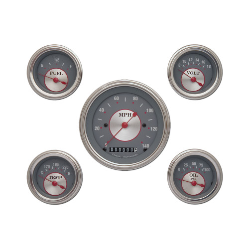 PartzBiz CM: SS00SLF-Classic Instruments Silver Series Five Gauge Set