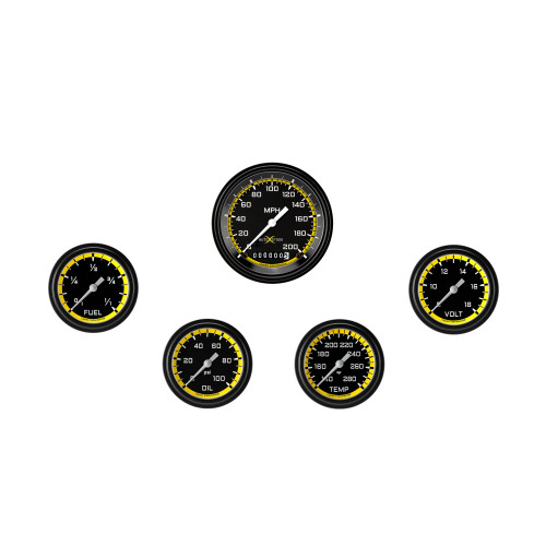 PartzBiz CM: AX200YBLF-AutoCross Yellow Five Gauge Set 200 PartzBiz CM: AX200YBLF-AutoCross Yellow Five Gauge Set 200