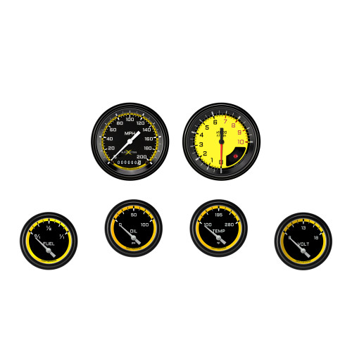 PartzBiz CM: AX201YBLF-AutoCross Yellow Six Gauge Set 201