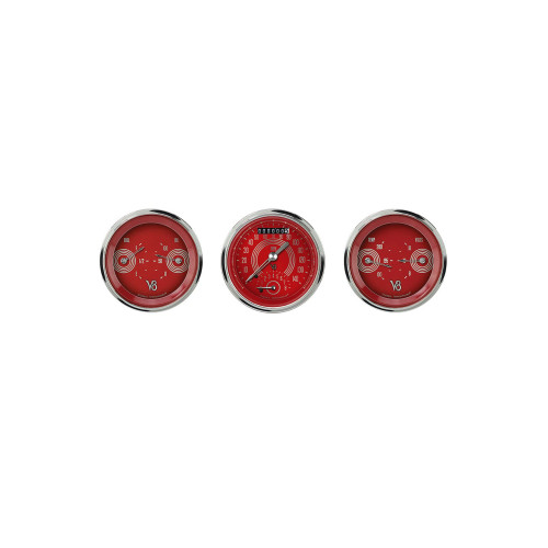 PartzBiz CM: V8RS34SHC-Classic Instruments V8 Red Steelie Three Gauge Set PartzBiz CM: V8RS34SHC-Classic Instruments V8 Red Steelie Three Gauge Set