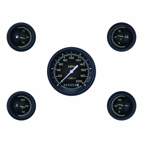 PartzBiz CM: AX00GBLF-Classic Instruments Auto Cross Gray 6 Gauge Set