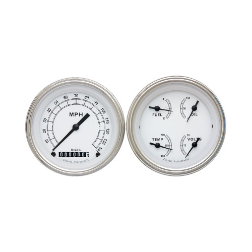 PartzBiz CM: CW02SLF-Classic Instruments Classic White 2 Gauge Set