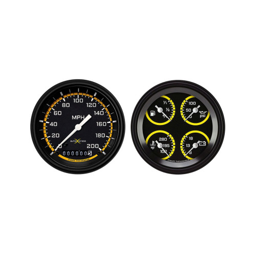 PartzBiz CM: AX02YBLF-Classic Instruments Auto Cross Yellow 6 Gauge Set PartzBiz CM: AX02YBLF-Classic Instruments Auto Cross Yellow 6 Gauge Set