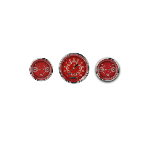 PartzBiz CM: V8RS64SLC-Classic Instruments V8 Red Steelie Three Gauge Set
