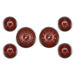 PartzBiz CM V8RS01SHC - Classic Instruments V8 Red Steelie Six Gauge Set PartzBiz CM V8RS01SHC - Classic Instruments V8 Red Steelie Six Gauge Set