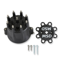 PartzBiz CM 84333 - MSD Distributor Cap - V8 - เทอร์มินัล HEI - สีดำ - ตัวยึดสายหัวเทียน