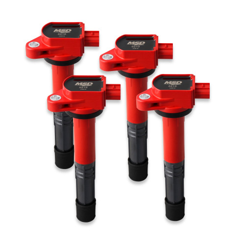 PartzBiz CM: 82194-คอยล์จุดระเบิด MSD - Blaster Series - Honda/Acura 2.4L - สีแดง - 4-Pack