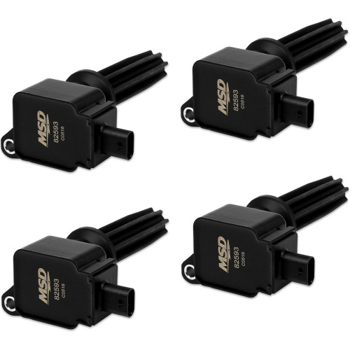 PartzBiz CM: 825943-MSD Ignition Coil - Ford EcoBoost - 2.0L/2.3L L4 - Black - 4-Pack