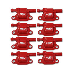 PartzBiz CM 82668 - คอยล์จุดระเบิด MSD - GM Gen V Blaster Series - เครื่องยนต์ Gen V Direct Injected - สีแดง - 8 แพ็ค - สี่เหลี่ยมจัตุรัส