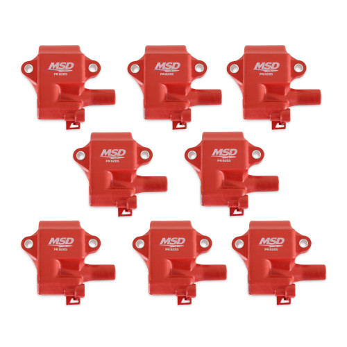 PartzBiz CM: 82858-คอยล์จุดระเบิด MSD - Pro Power Series - เครื่องยนต์ GM LS1/LS6 - สีแดง - 8 แพ็ค
