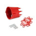 PartzBiz CM: 8433-MSD Distributor Cap - V8 - HEI Terminals - Red - Spark Plug Wire Retainer