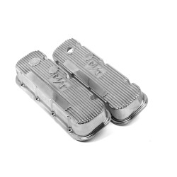 PartzBiz CM 241-84 - Holley M/T Valve Covers - Vintage Style - Finned - BBC - Polished