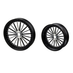 PartzBiz HD 190336986 - Hoprousa Motorcycle 3D Forged Custom Front Rear Spoke Wheel Matte Black For Harley Davidson 2018-2024 Street Bob & Softail Standard - 16x5.5