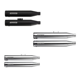 PartzBiz HD 190341238 - Slip-on Mufflers Deep Sound For 2018-2024 Harley Softail Fatboy Breakout Street Bob Slim Low Rider Heritage Classic Deluxe - Chrome-long