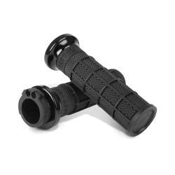 PartzBiz HD V31HCW-BB-B - V-Twin Cable Lock-On Hart-Luck Waffle Grip Set (Black)