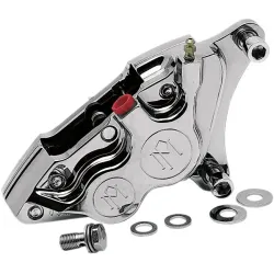 PartzBiz HD 0053-2915-CH - Four Piston Chrome Differential Bore Caliper 11.5” Rotor Front Left Harley 84-99