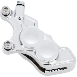 PartzBiz HD 02-222 - Arlen Ness 4 ลูกสูบ Caliper Chrome Billet ด้านหน้า 11.8 Harley BigTwin XL 06-21