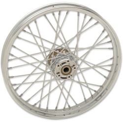 PartzBiz HD 0203-0621 - 40 Spoke Chrome 21 2.15” Laced Front Wheel 2008-17 Harley Softail SD ABS