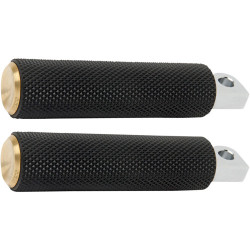PartzBiz HD 07-945 - Arlen Ness Rubber Footpegs Male Brass Knurled Pair Passenger Harley Softail 18+