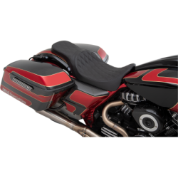 PartzBiz HD 0801-0614 - Drag Predator Leather Low Profile Smooth Two Up Seat 89-96 Harley Touring Bagger