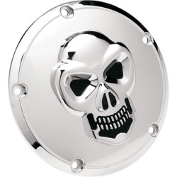 PartzBiz HD 1107-0327 - Drag Specialties Chrome Skull Derby Cover Accent Black 99-18 Big Twin Harley
