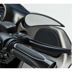 PartzBiz HD 13-400 - Arlen Ness Rad II Micro Rear View Teardrop Convex Mirror Black Left Handlebar