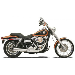 PartzBiz HD 13312R - Bassani Chrome Road Rage 2 ถึง 1 Megaphone Short Exhaust System 91-05 Harley Dyna