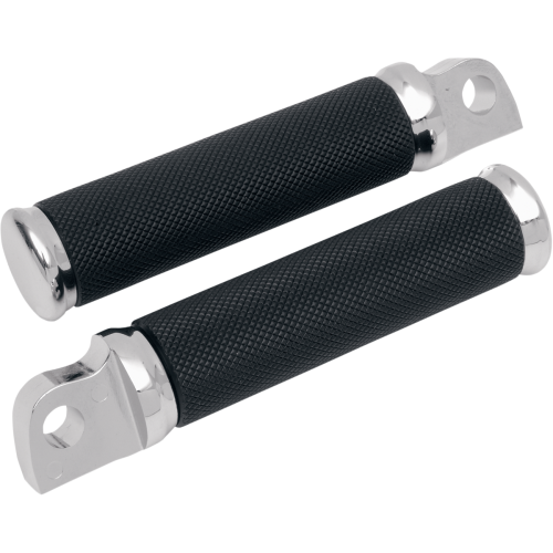 PartzBiz HD: 3448113-Drag Specialties Chrome Hotop Knurled Black Nylon Male Foot Pegs Set Pair Harley