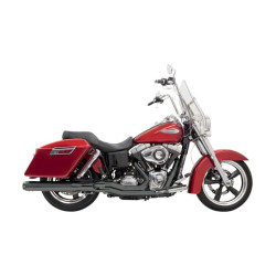 PartzBiz HD 1D28RB - Bassani Black Road Rage 2 Into 1 ระบบท่อไอเสีย Megaphone Harley Dyna 12-16 FLD