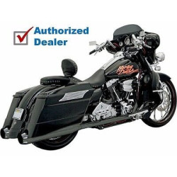 PartzBiz HD 1F56RB - Bassani Black Bagger Stepped True Duals Exhaust B1 Mufflers 95-16 Harley Touring