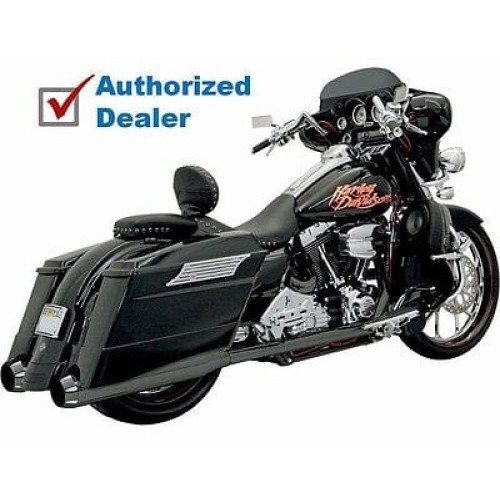 PartzBiz HD: 3460418-Bassani Black Bagger Stepped True Duals Exhaust B1 Mufflers 95-16 Harley Touring
