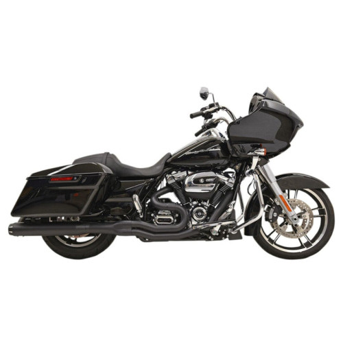 PartzBiz HD: 3443846-Bassani Black Road Rage 2 into 1 Exhaust Pipe 4 Straight Can 17+ Harley Touring