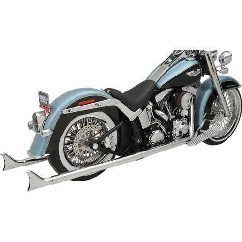 PartzBiz HD: 3475545-Bassani Chrome 36” Baffle Fishtail True Dual Exhaust System Harley Softail 07-17 PartzBiz HD: 3475545-Bassani Chrome 36” Baffle Fishtail True Dual Exhaust System Harley Softail 07-17