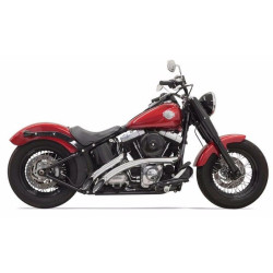PartzBiz HD 1SD1F - ท่อไอเสีย Bassani Chrome Radial Sweepers พร้อมแผ่นกันความร้อน Harley Softail Dyna