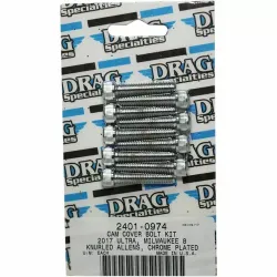 PartzBiz HD 2401-0975 - Drag M-Eight M8 Camshaft Cover Socket Bolt Kit Chrome Smooth Harley 2017+ FL FX