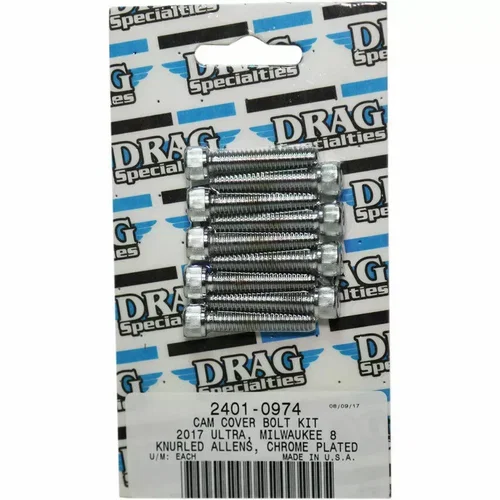 PartzBiz HD: 3487731-Drag M-Eight M8 Camshaft Cover Socket Bolt Kit Chrome Smooth Harley 2017+ FL FX