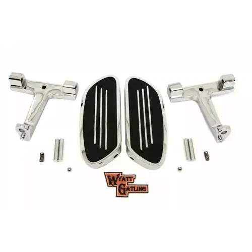 PartzBiz HD: 3454616-Wyatt Gatling Chrome Passenger Floorboard Mount Kit Harley Touring Bagger 93-20