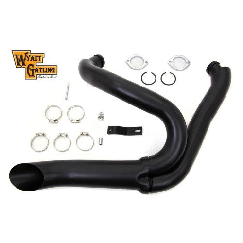 PartzBiz HD: 3446501-Black Wyatt Gatling 2 into 1 Exhaust Lake Pipe Header Kit Harley Chopper 18mm O2