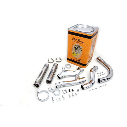 PartzBiz HD: 3446038-Chrome Replica Replacement Exhaust Pipes Header Kit 1948-1957 Harley Panhead FL